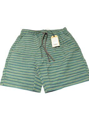 Prana Mens Metric E-Waist Shorts Cove Stripe Large UPF 50+ New